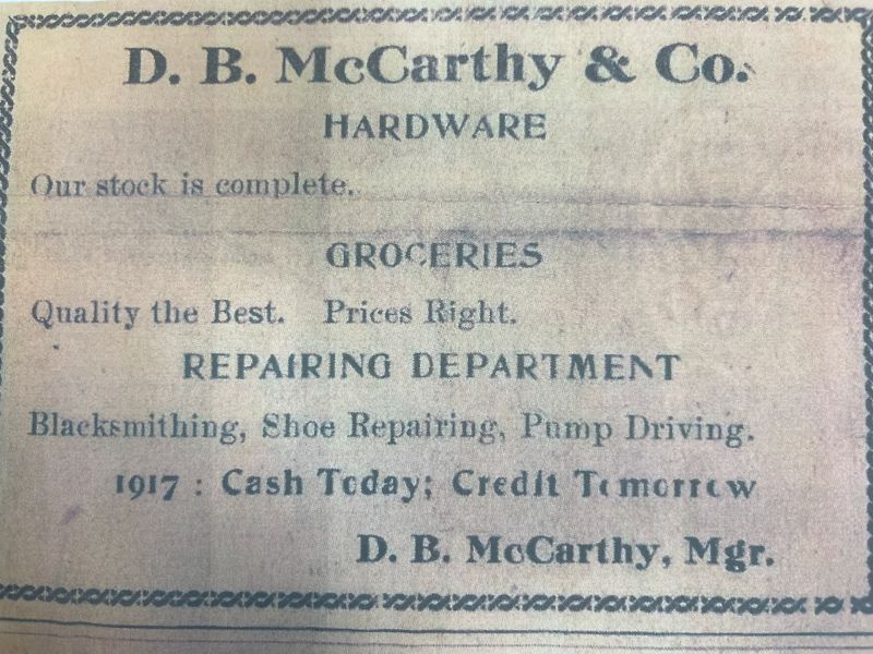 D.B. McCarthy & Co. Ad from 1900's