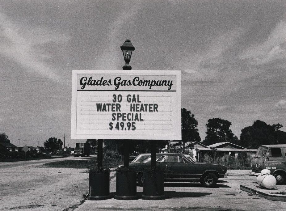 Glades Gas Company sign in the 1960's